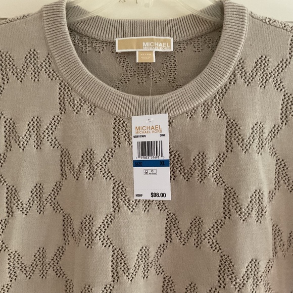 NWT MICHAEL KORS LOGO DESIGN KNEET DUNE WOMAN COTTON PULLOVER Size US XL - Picture 3 of 10